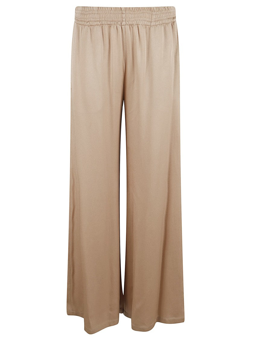 Beige Wide-Leg Trousers With Elasticated Waist