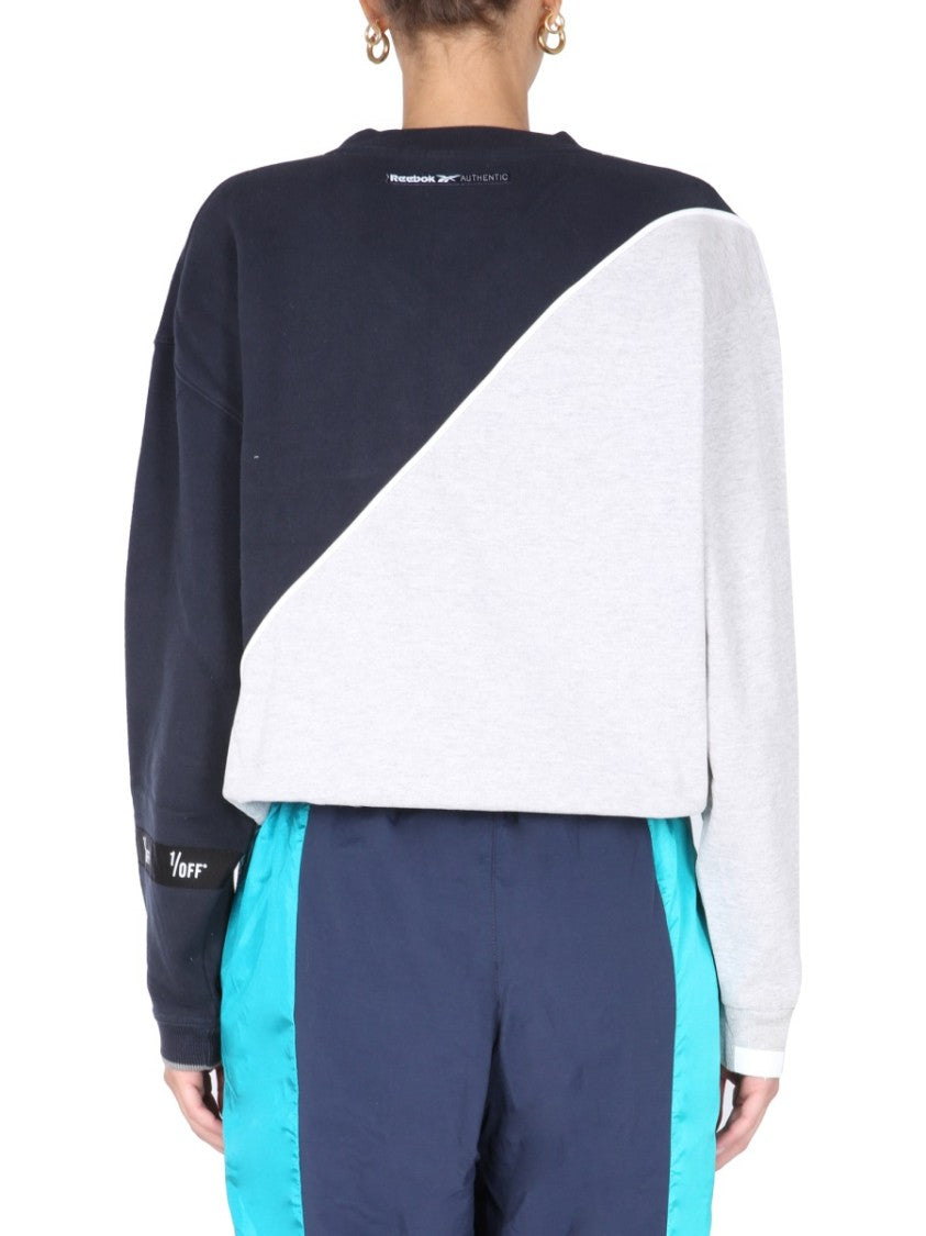 Color-Block Diagonal Design Crew Neck Sweatshirt