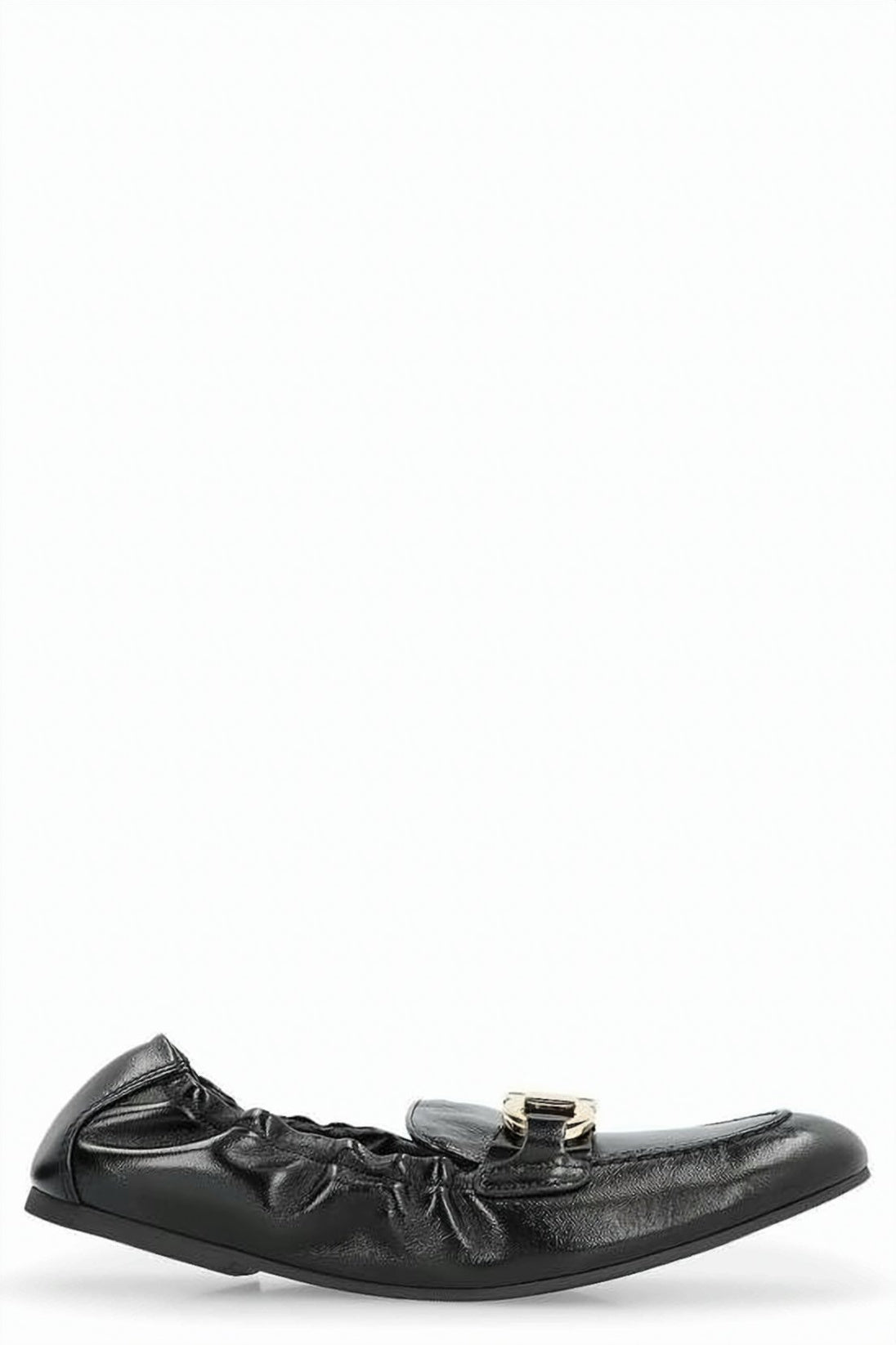 Gathered Napa Leather Flat Shoes
