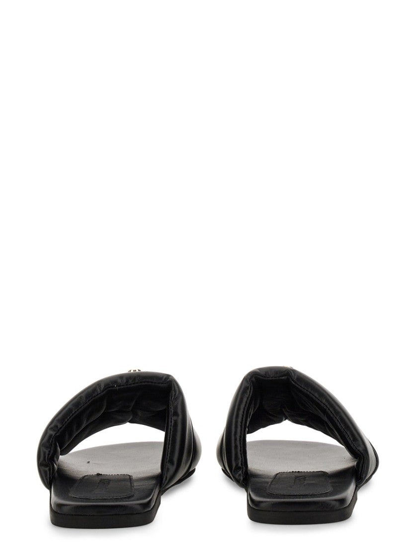 Slide Sandal With Gold-Tone Logo Embellishment