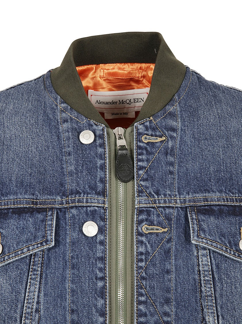 Denim And Fabric Casual Jacket