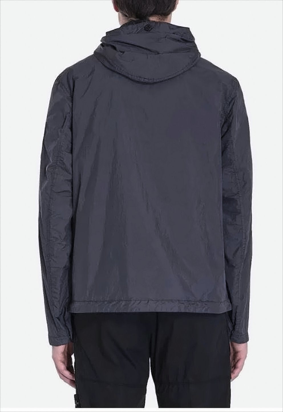 Lightweight Grey Nylon Hooded Jacket