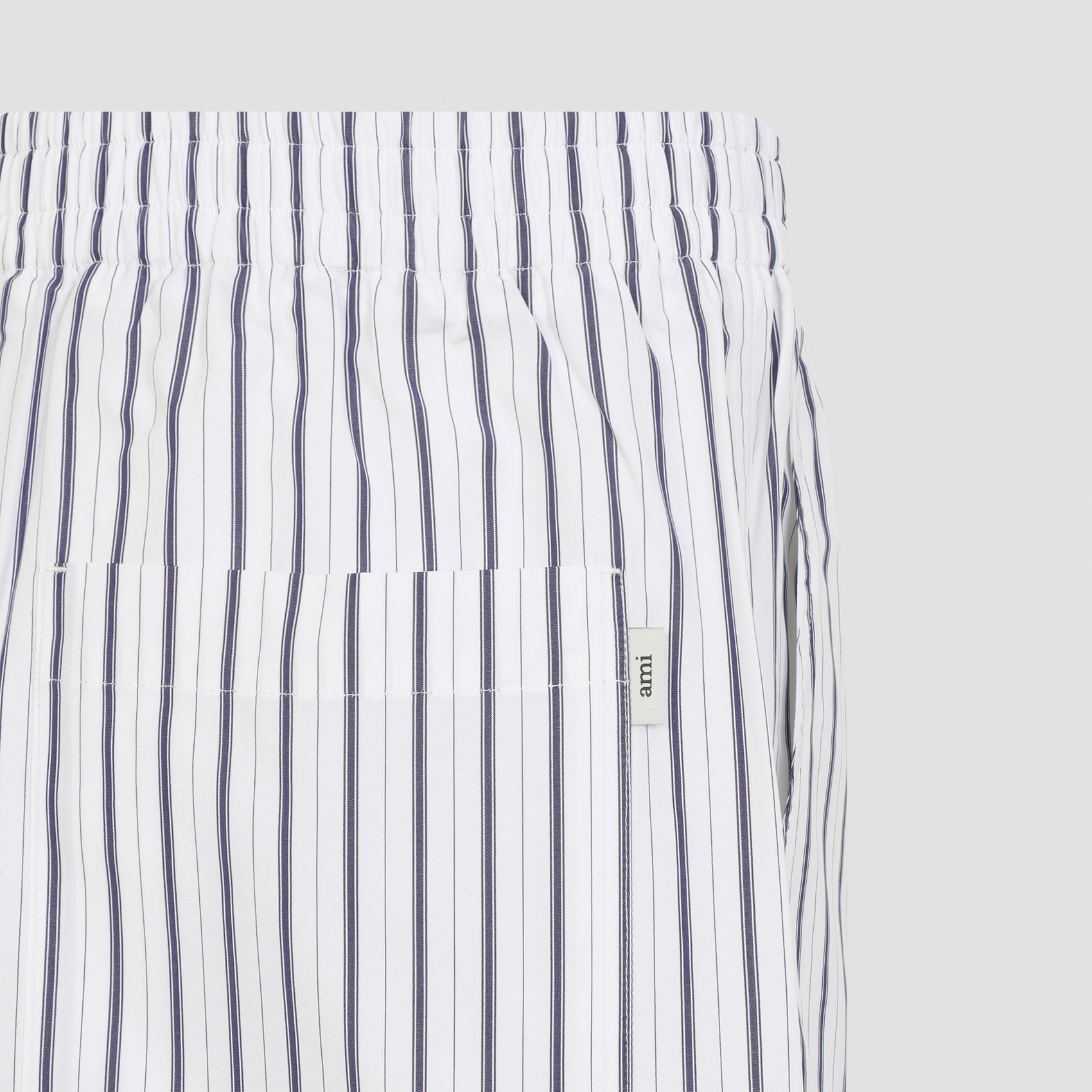 Vertical Stripe Bermuda Shorts With Elastic Waistband And Relaxed Fit