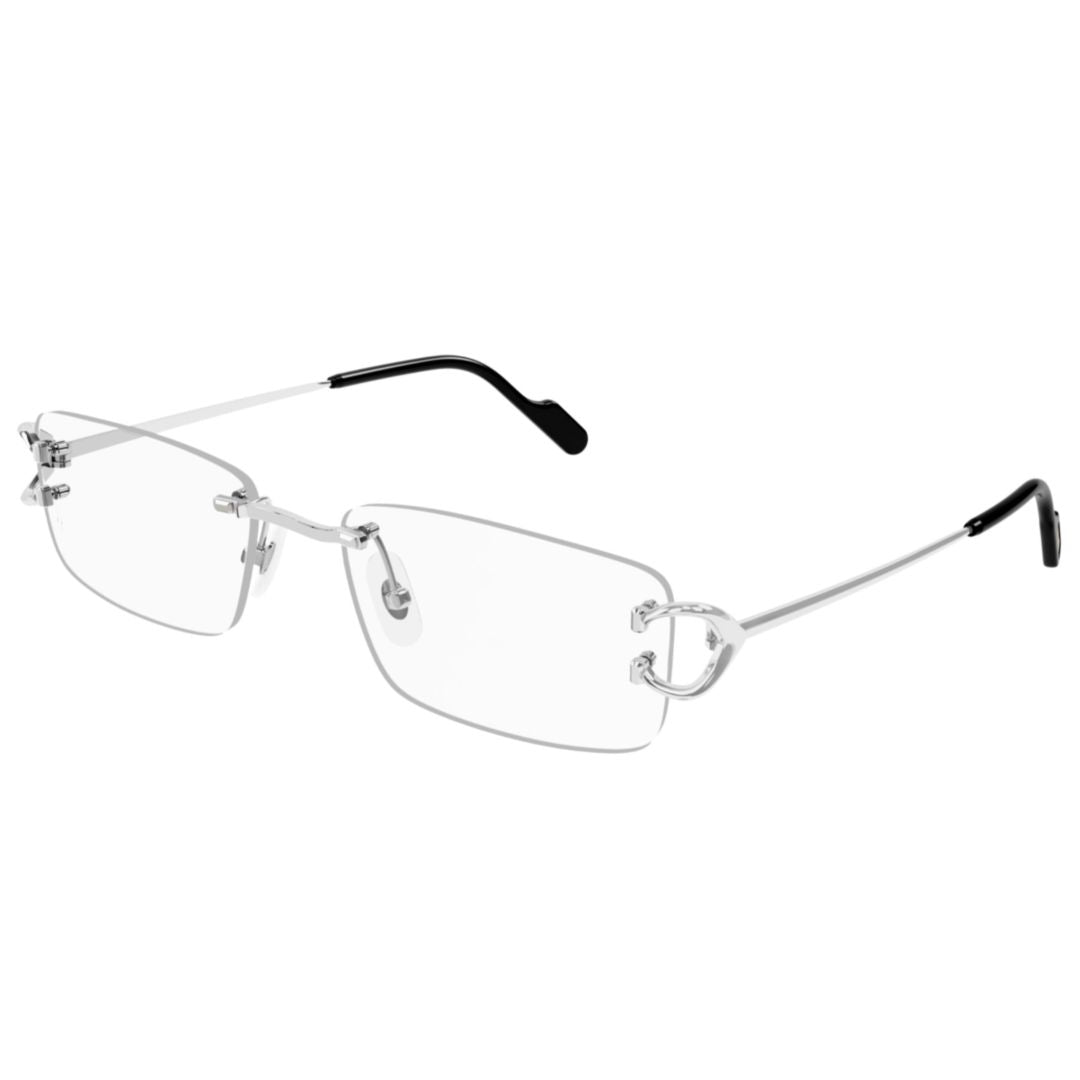 Rimless Rectangular Eyeglasses With Silver Metal Temples