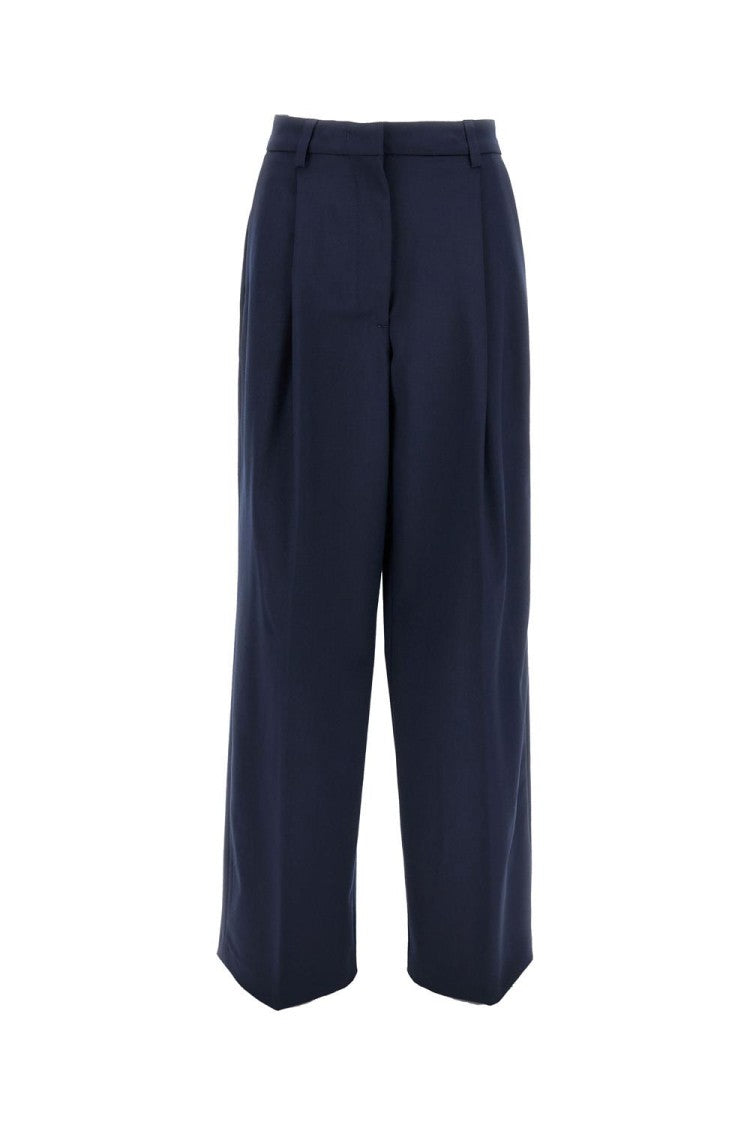 High-Waisted Blue Trousers With Tailored Fit