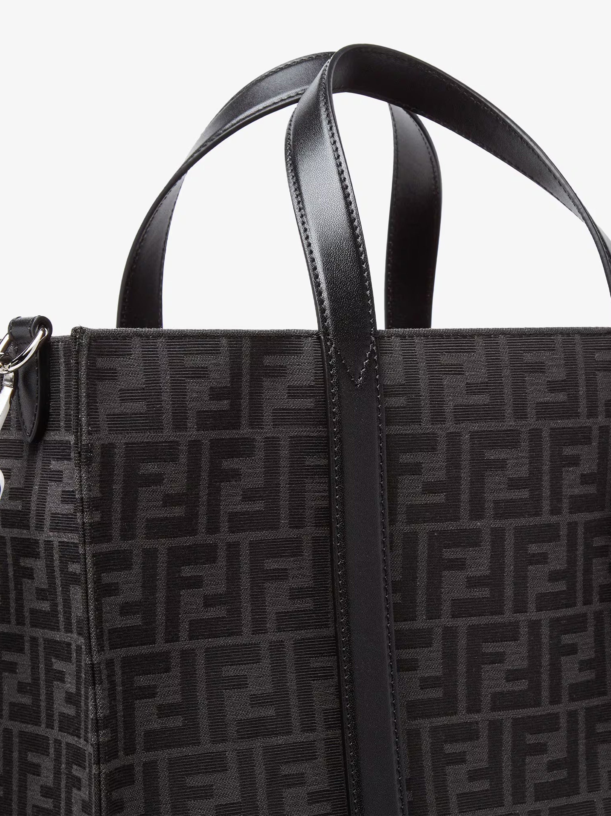 Structured FF Monogram Leather Accents Tote
