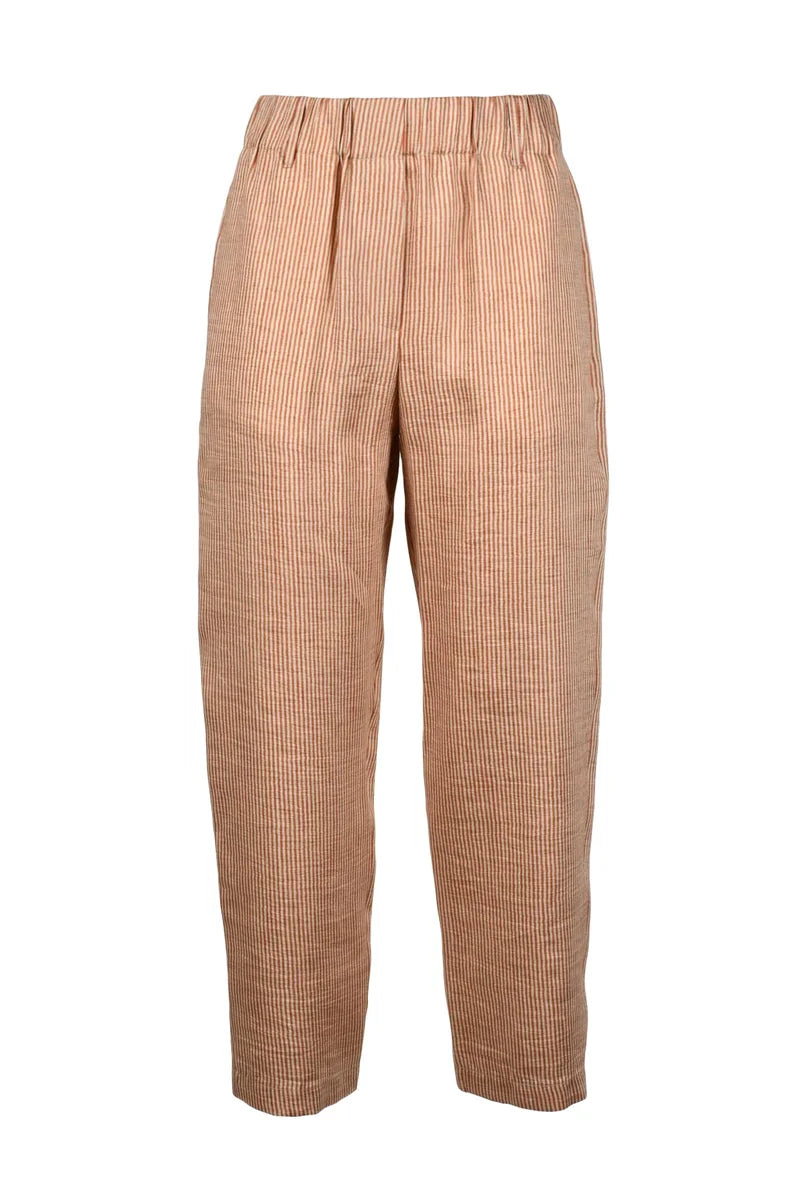 Linen Polyamide Chino Trousers - Red/Beige
