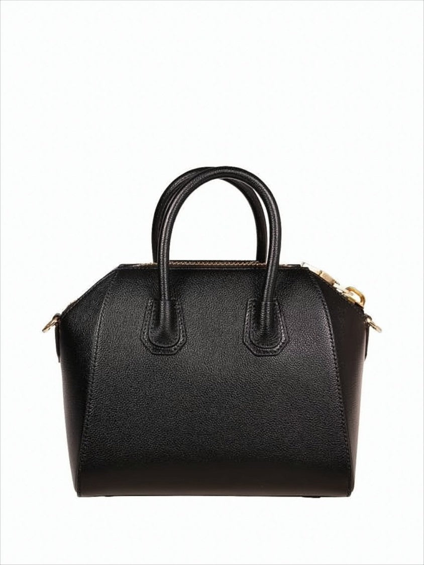 Structured Trapezoidal Crossbody Bag in Textured Calf Leather