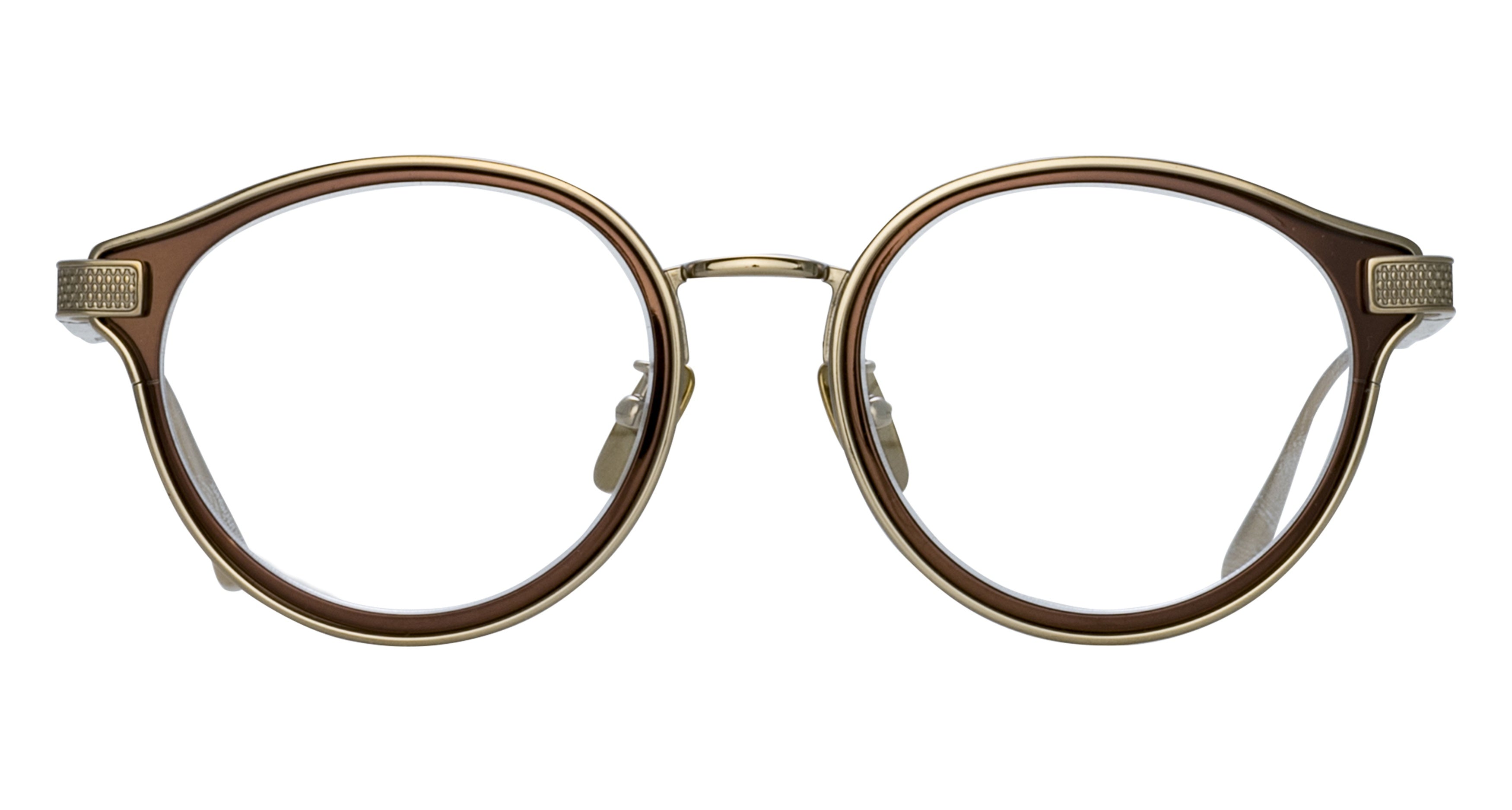 Lfl Round Frame Eyeglasses with Textured Metallic Accents