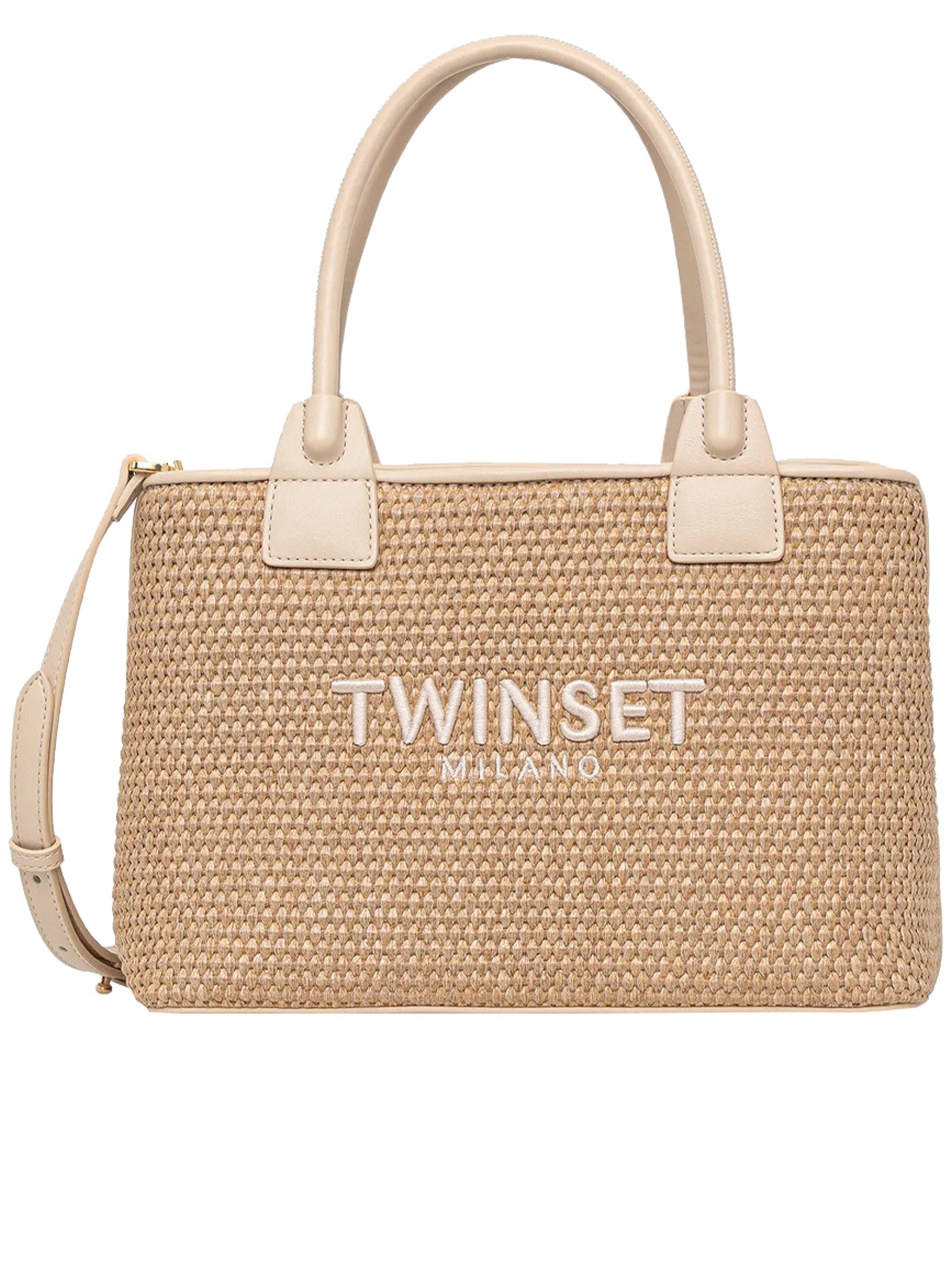 Parchment Rectangular Woven Handbag