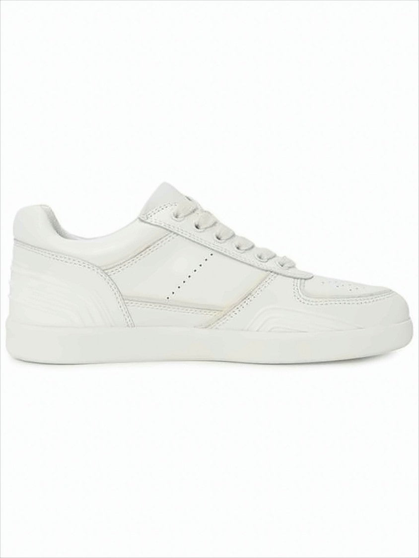 Low-Profile White Sneakers with Perforated Detailing