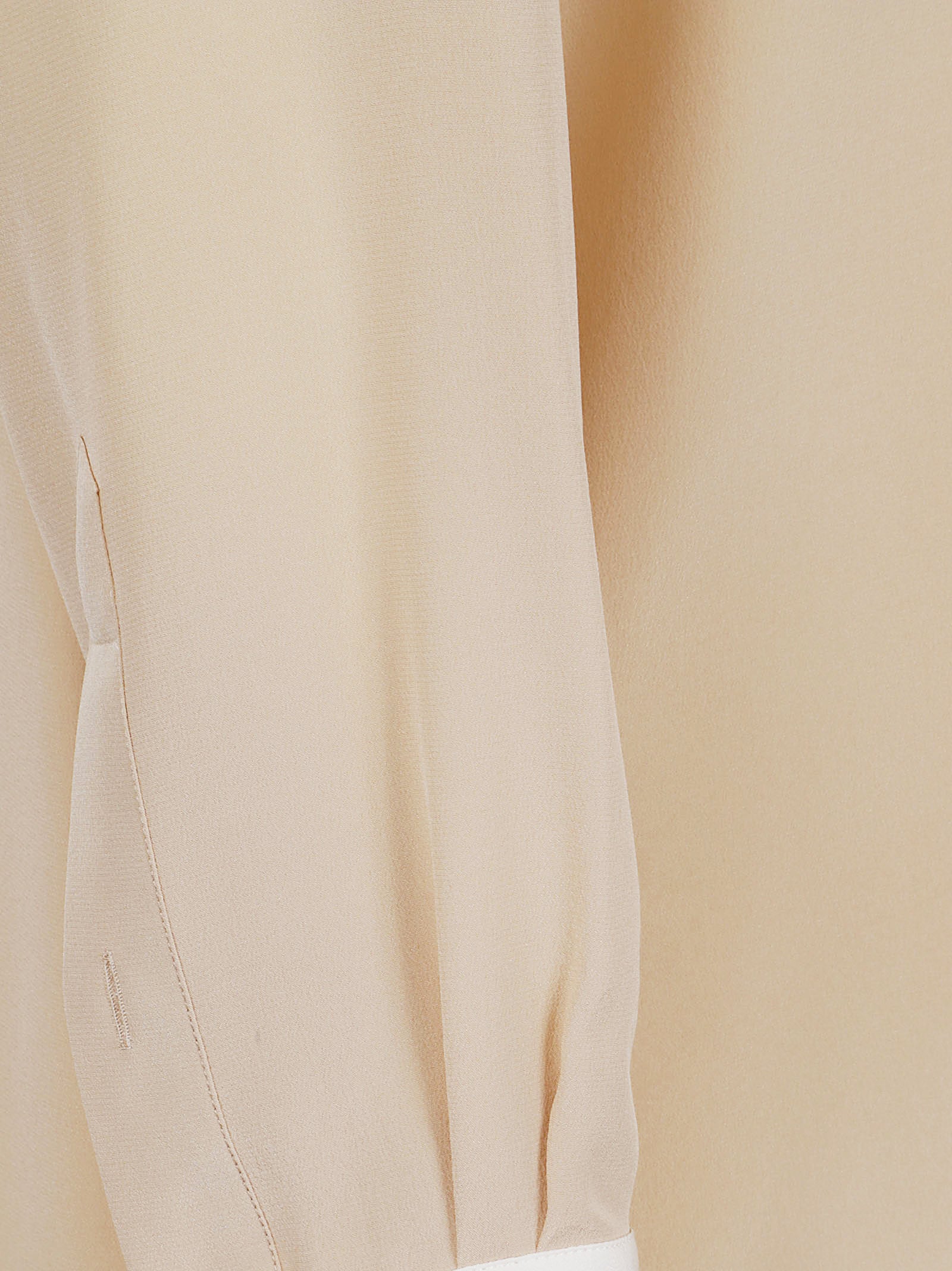 Soft Beige Silk Shirt With White Accents