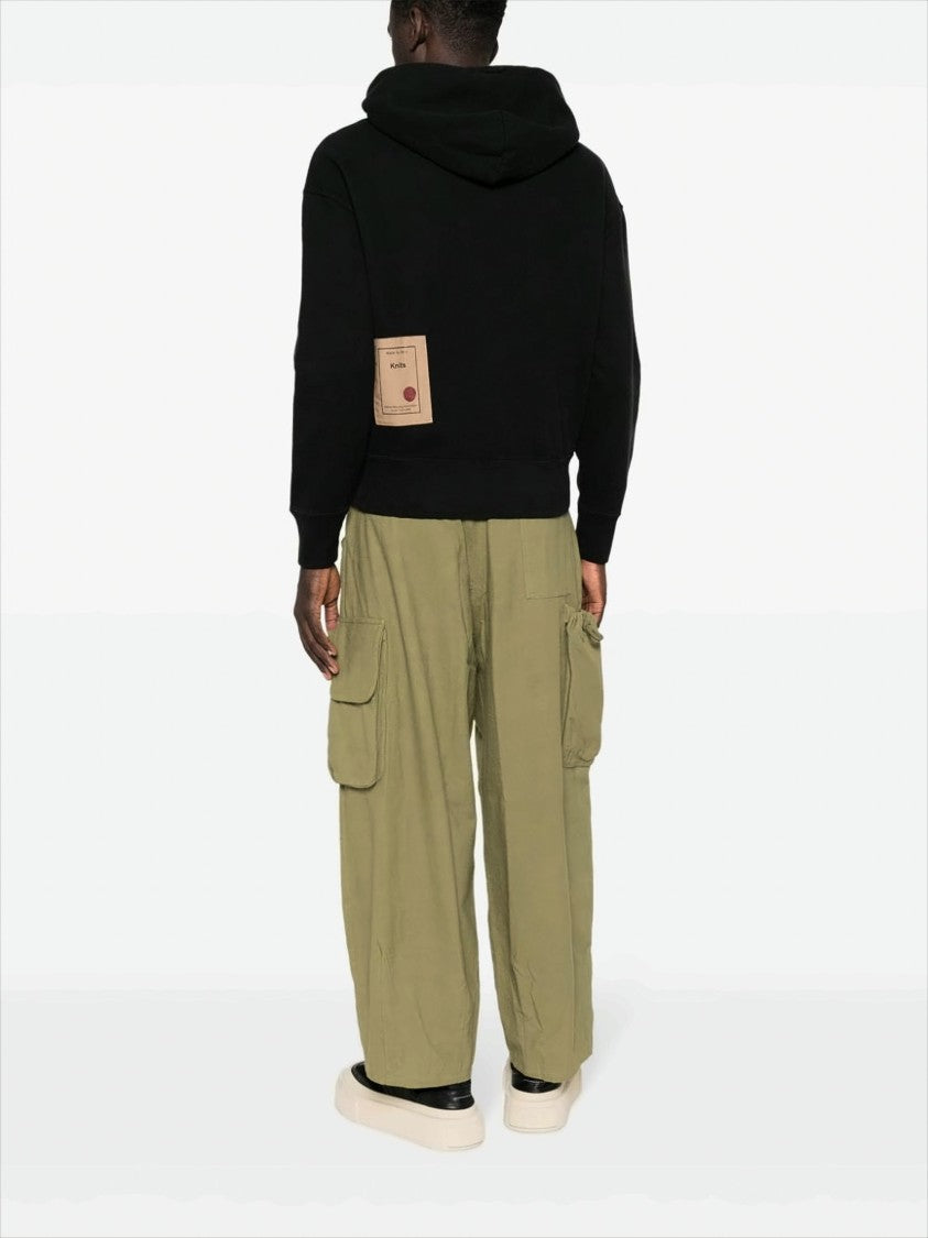 Relaxed Fit Black Cotton Hoodie