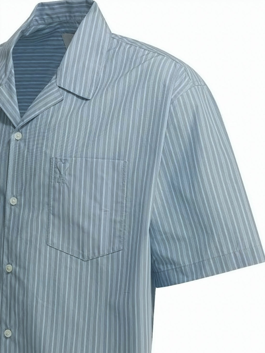 Vertical Stripe Relaxed Fit Short-Sleeve Shirt