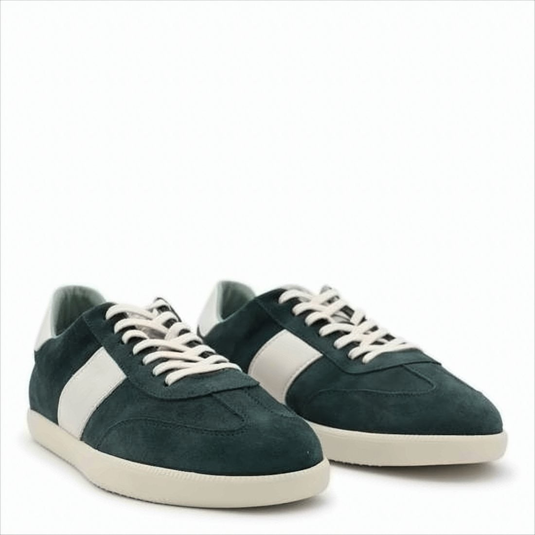 Minimalist Black Calf Leather and Suede Sneakers with Rubber Accents