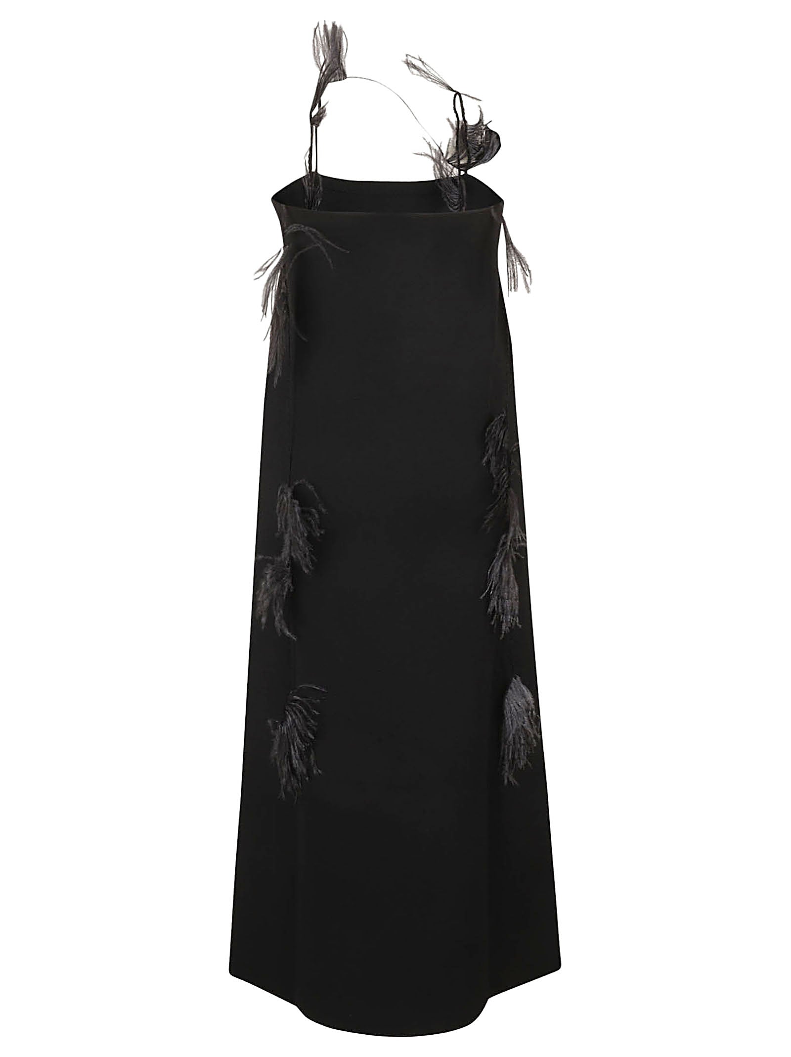 Minimalist Black Floor-Length Dress with Fitted Bodice