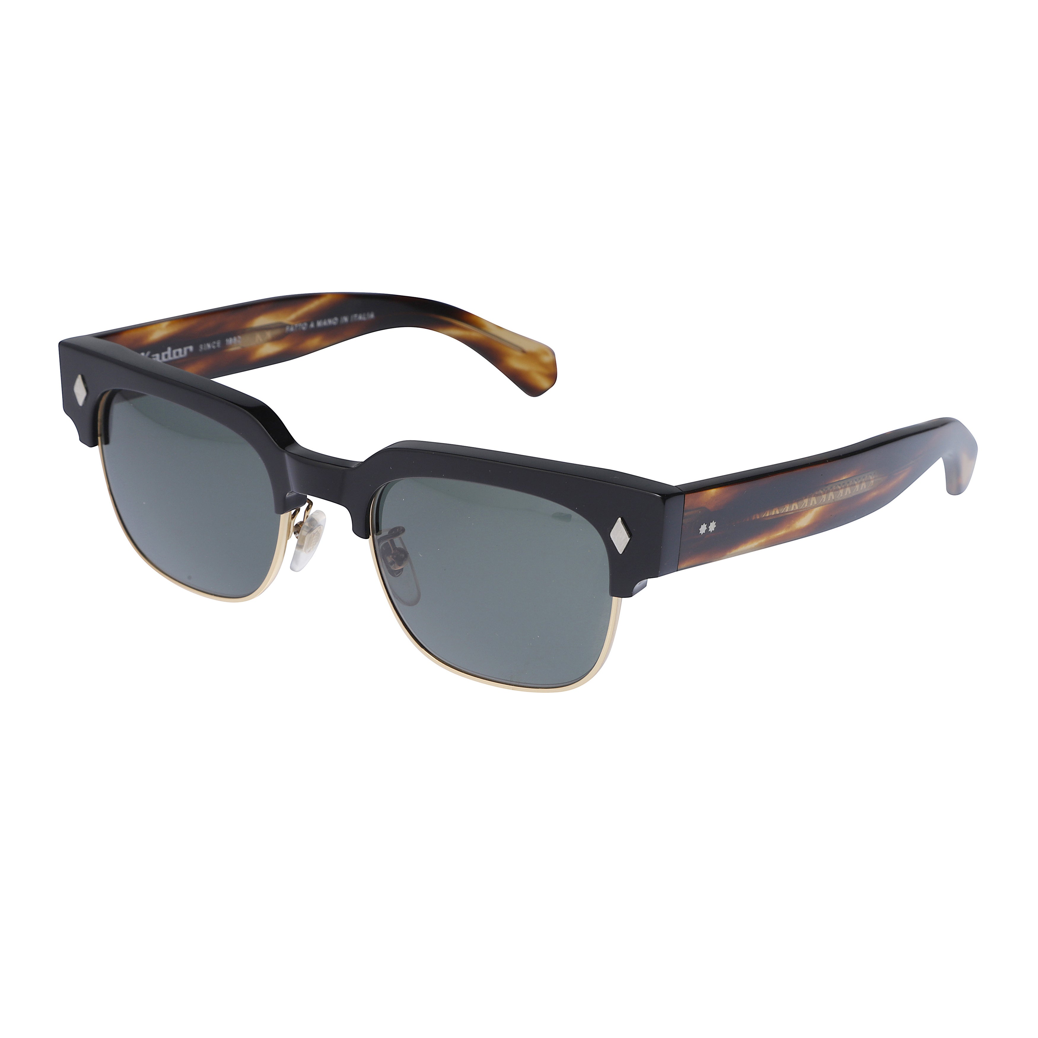 Tobako Cm Bold Square-Frame Tortoiseshell Sunglasses with Metallic Accents