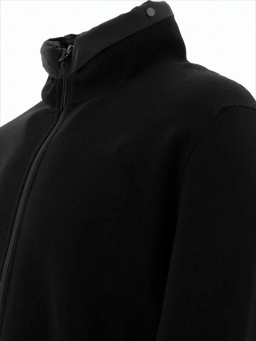 Minimalist Black Jacket With High Collar And Full Zipper