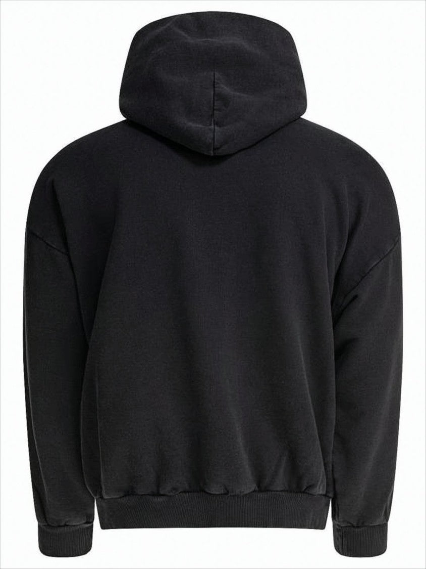 Relaxed Fit Black Hoodie With Embroidered Logo Detail
