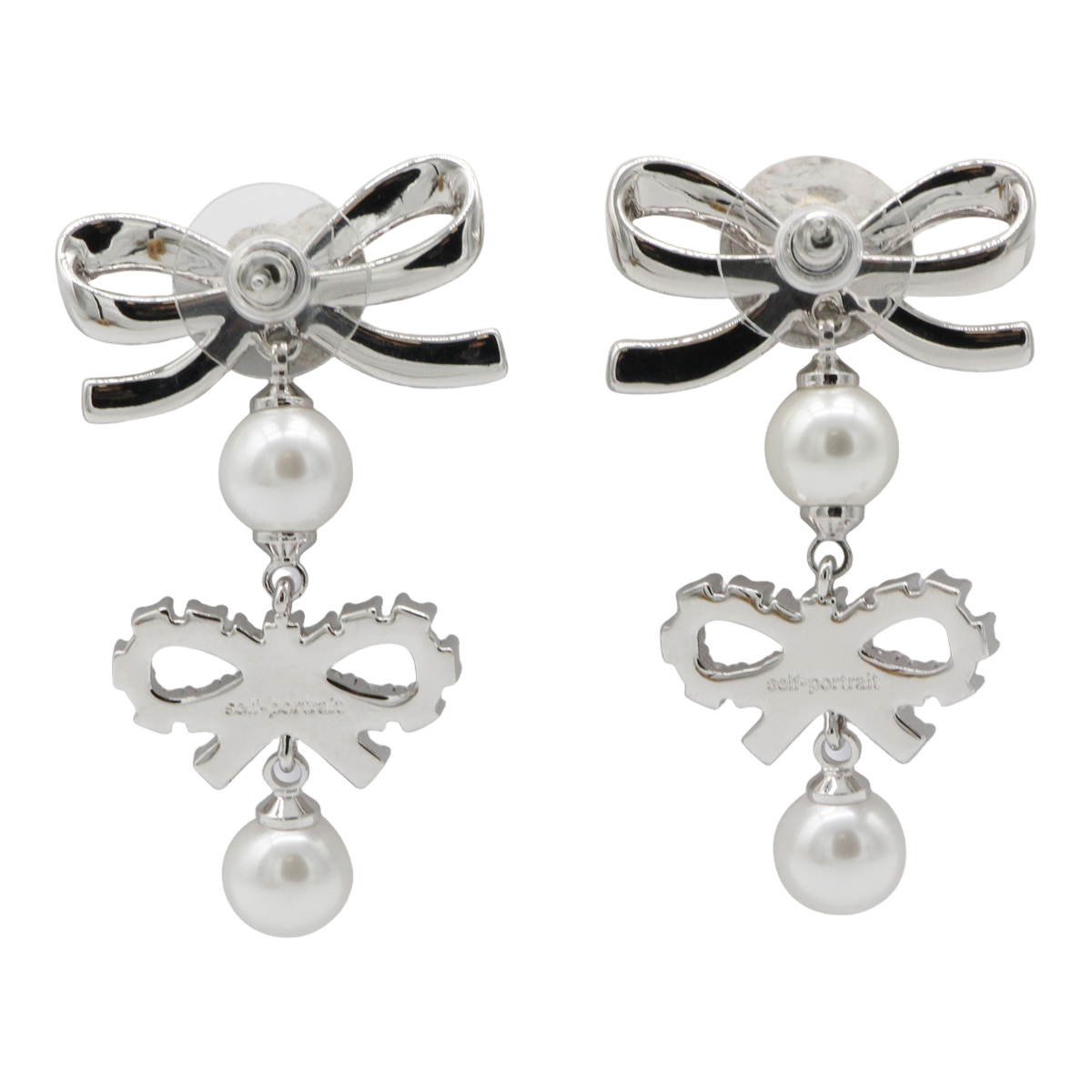 Double Bow Design Earrings with Crystal Embellishments