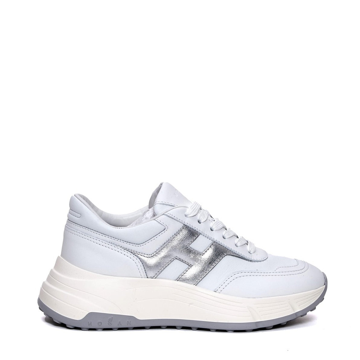 Hi Fi H Silver Leather White Sneakers