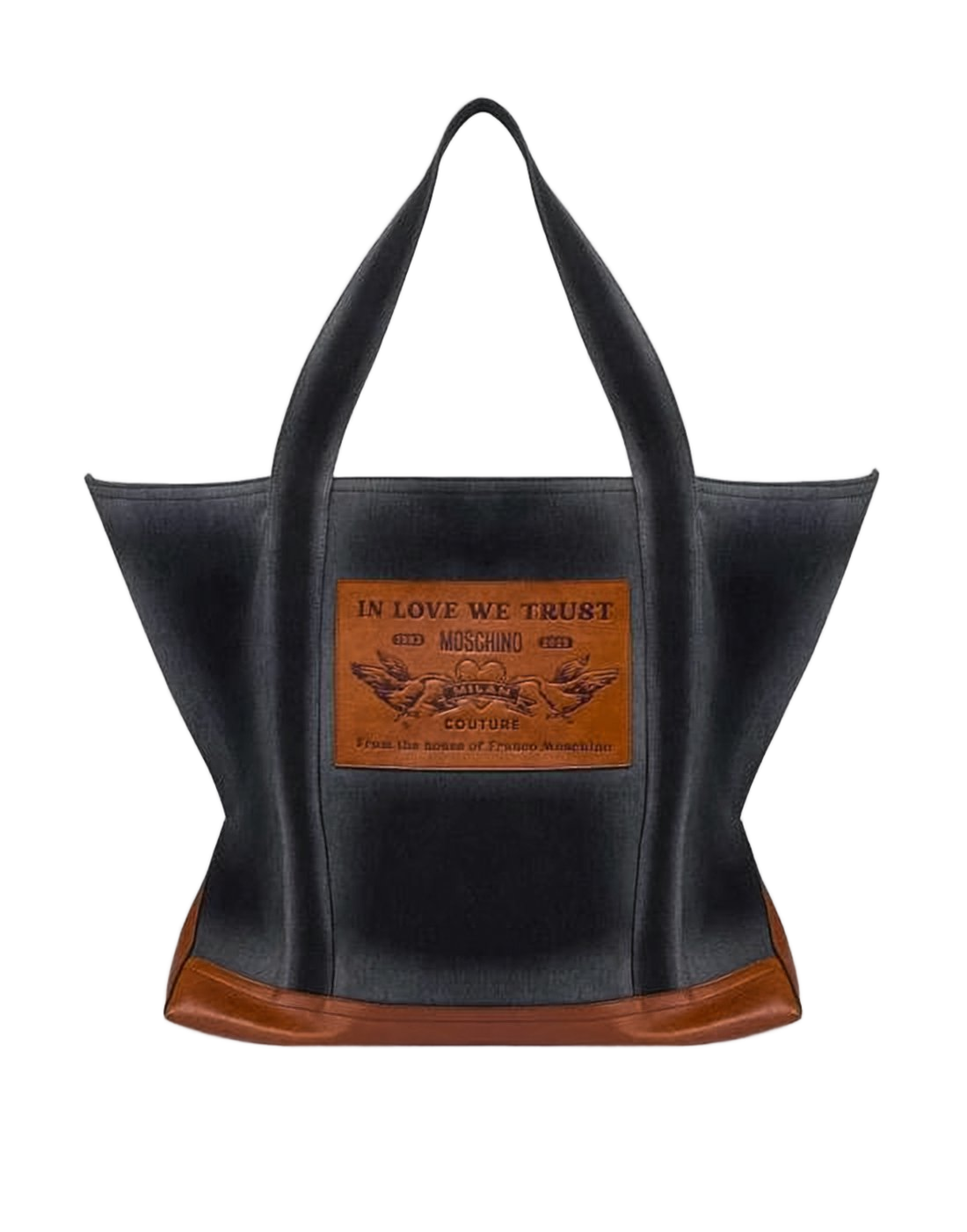 Structured Shoulder Bag with Brown Leather Accents