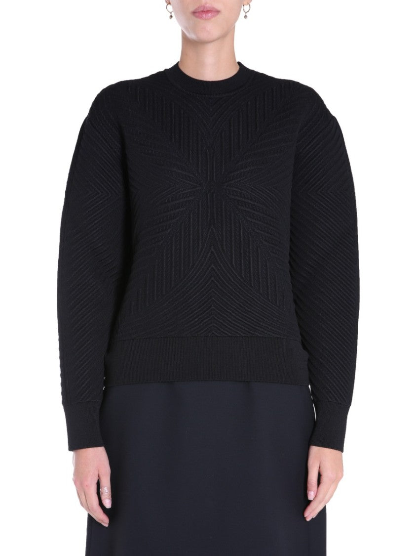 Textured Black Crew Neck Sweater