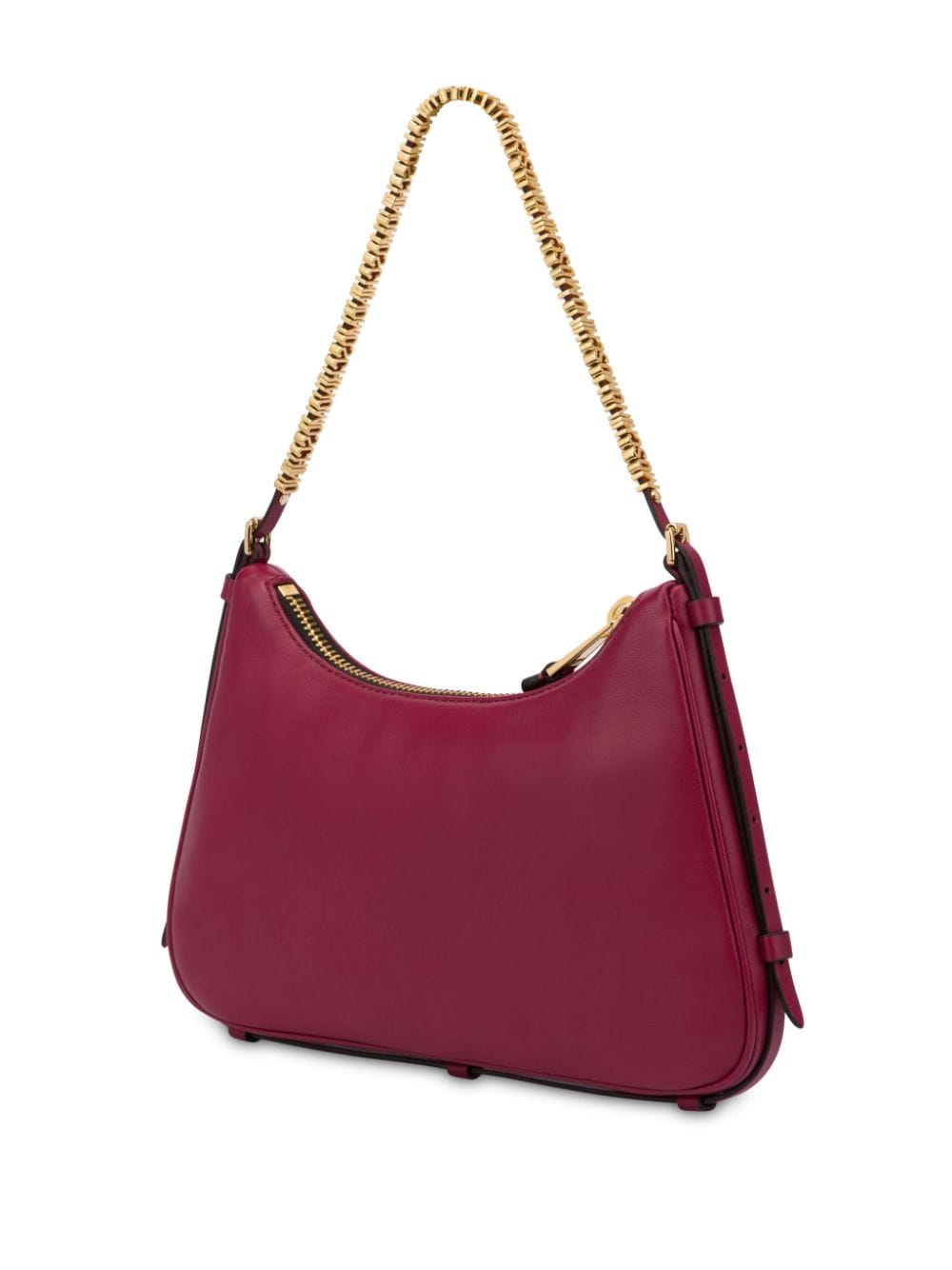 Dark Pink Sheepskin Leather Shoulder Bag