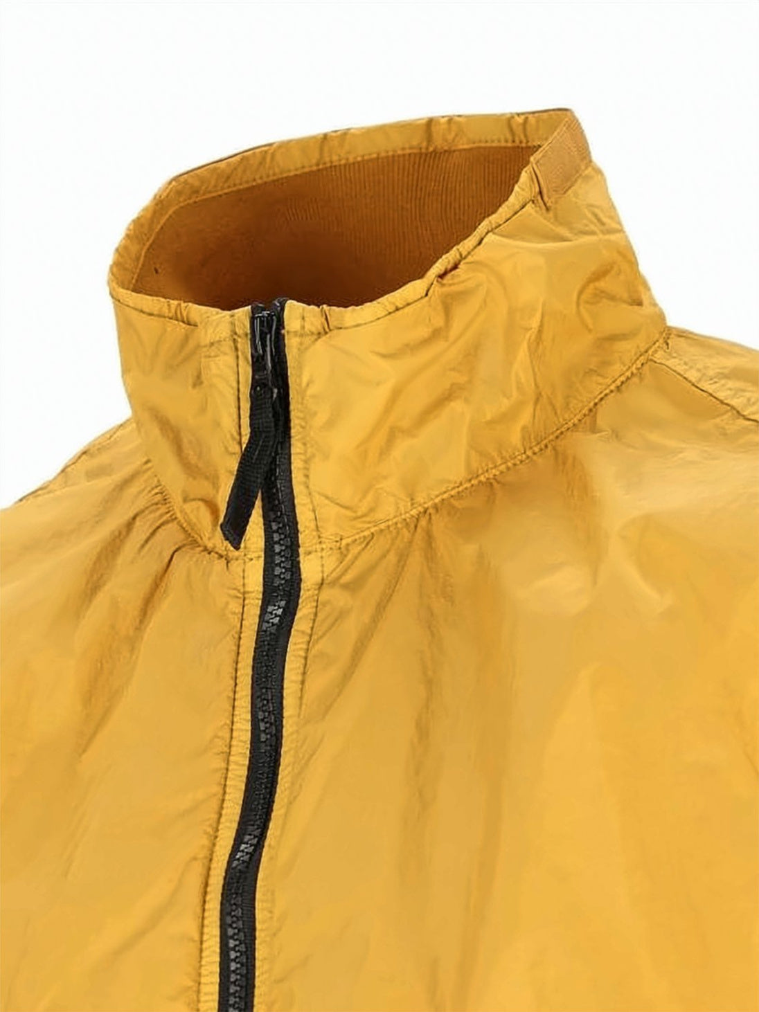 Yellow Nylon Jacket with High Collar