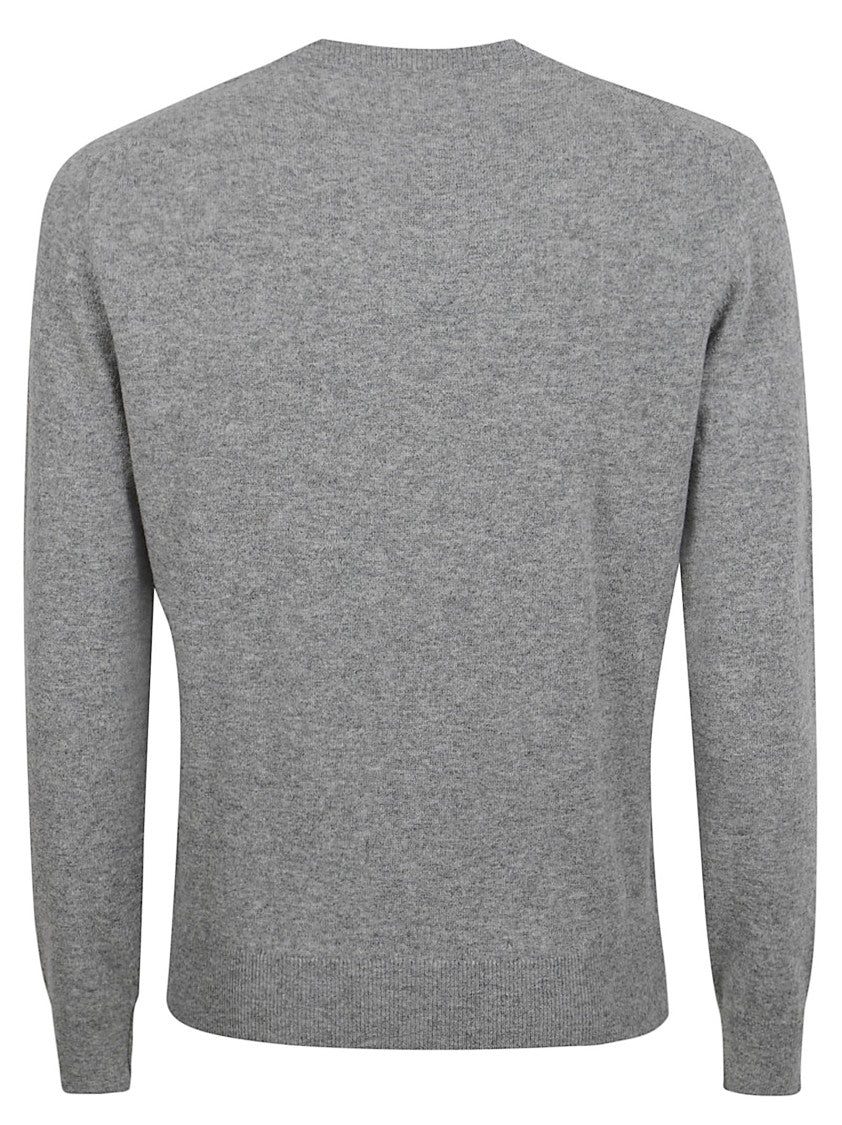 Crew Neck Cashmere Sweater With Ribbed Detailing