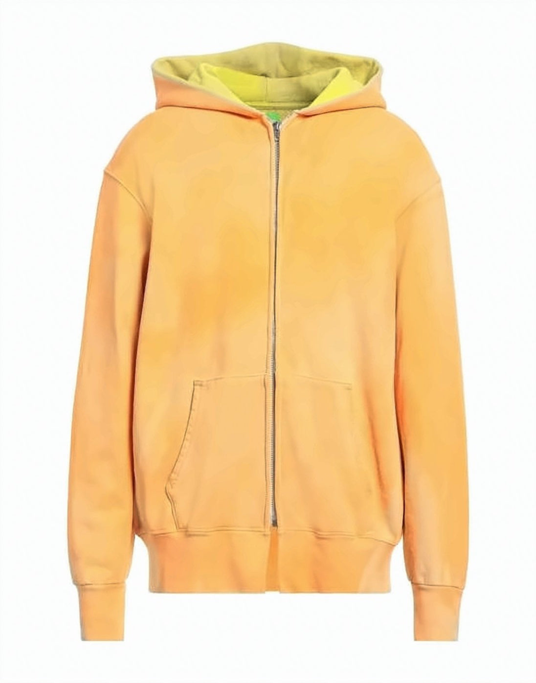 Gradient Orange Zip-Up Hoodie with Contrasting Lining