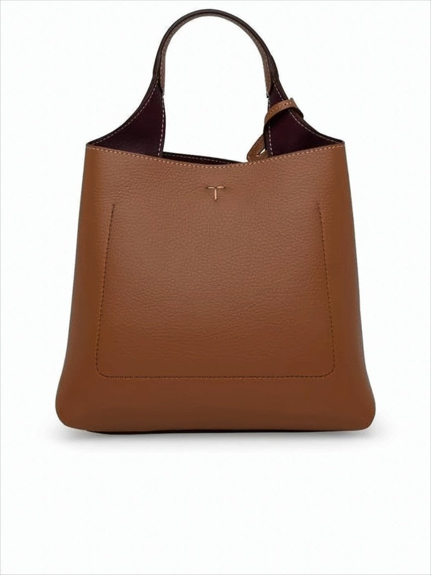 Structured Brown Calf Leather Tote Bag