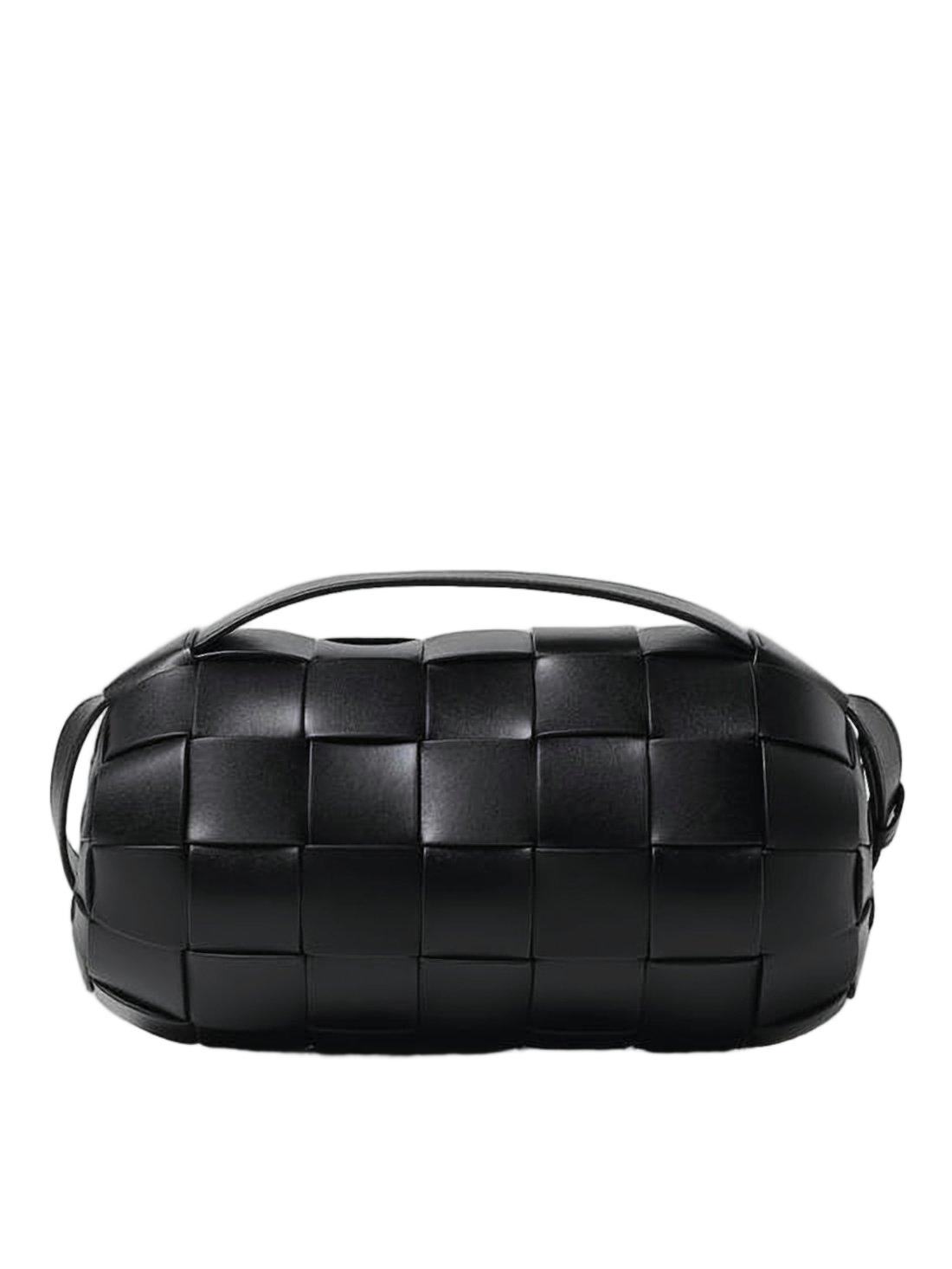 Woven Black Calf Leather Belt Bag