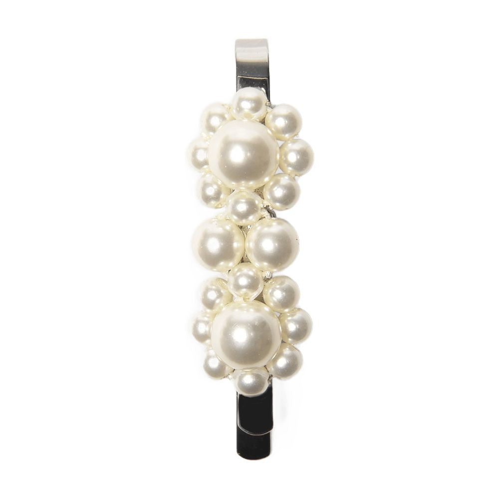 Mini Flower Hair Clips - Pearl - White