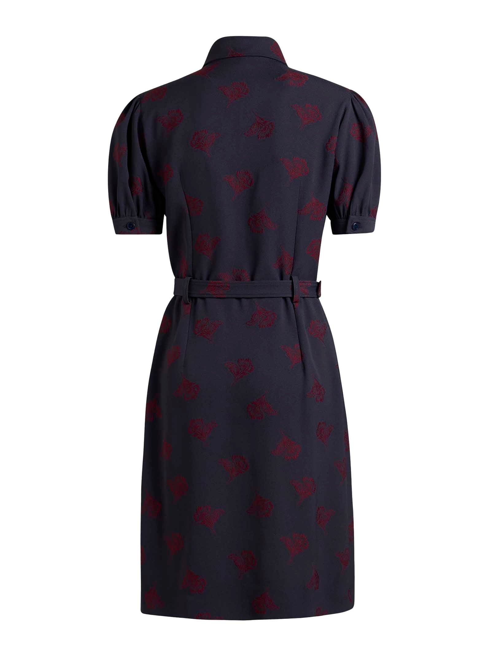 Jacquard Floral Minidress With Belted Waist