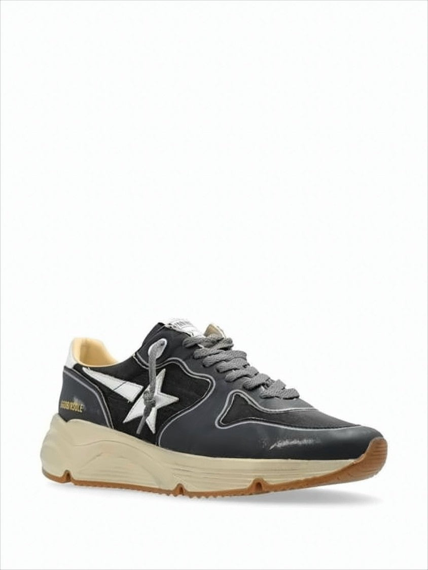 Nappa Leather Sneakers with Distressed Beige Sole and Star Detail