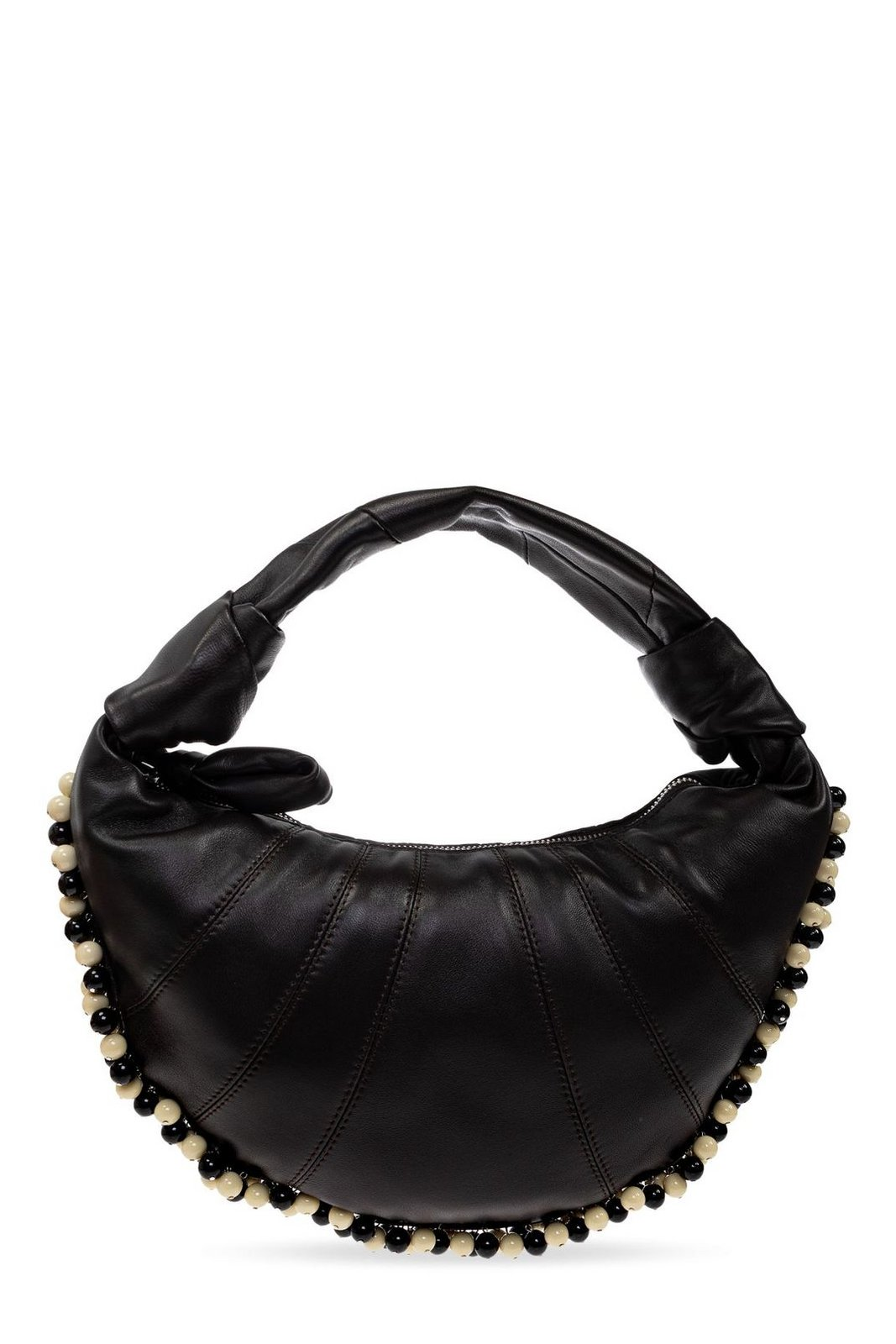 Crescent-Shaped Lambskin Tote Bag