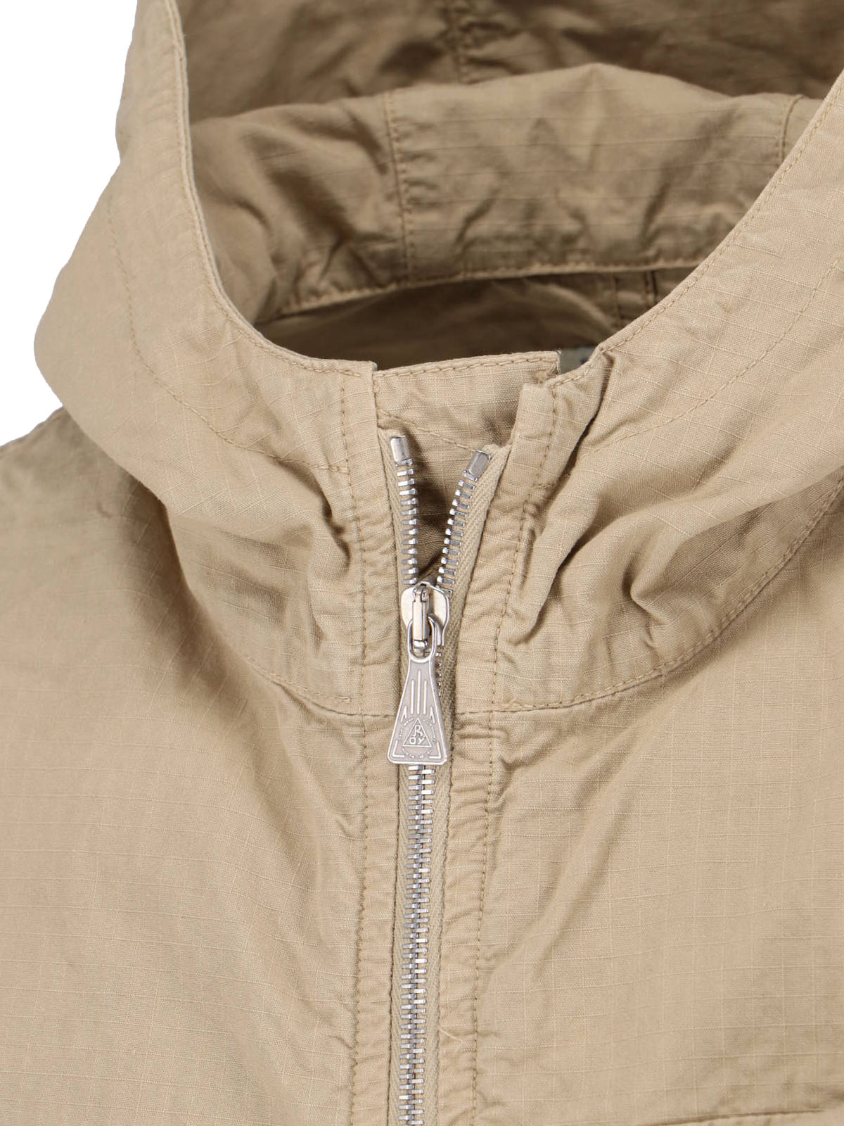 Beige Hooded Cotton Vest Jacket