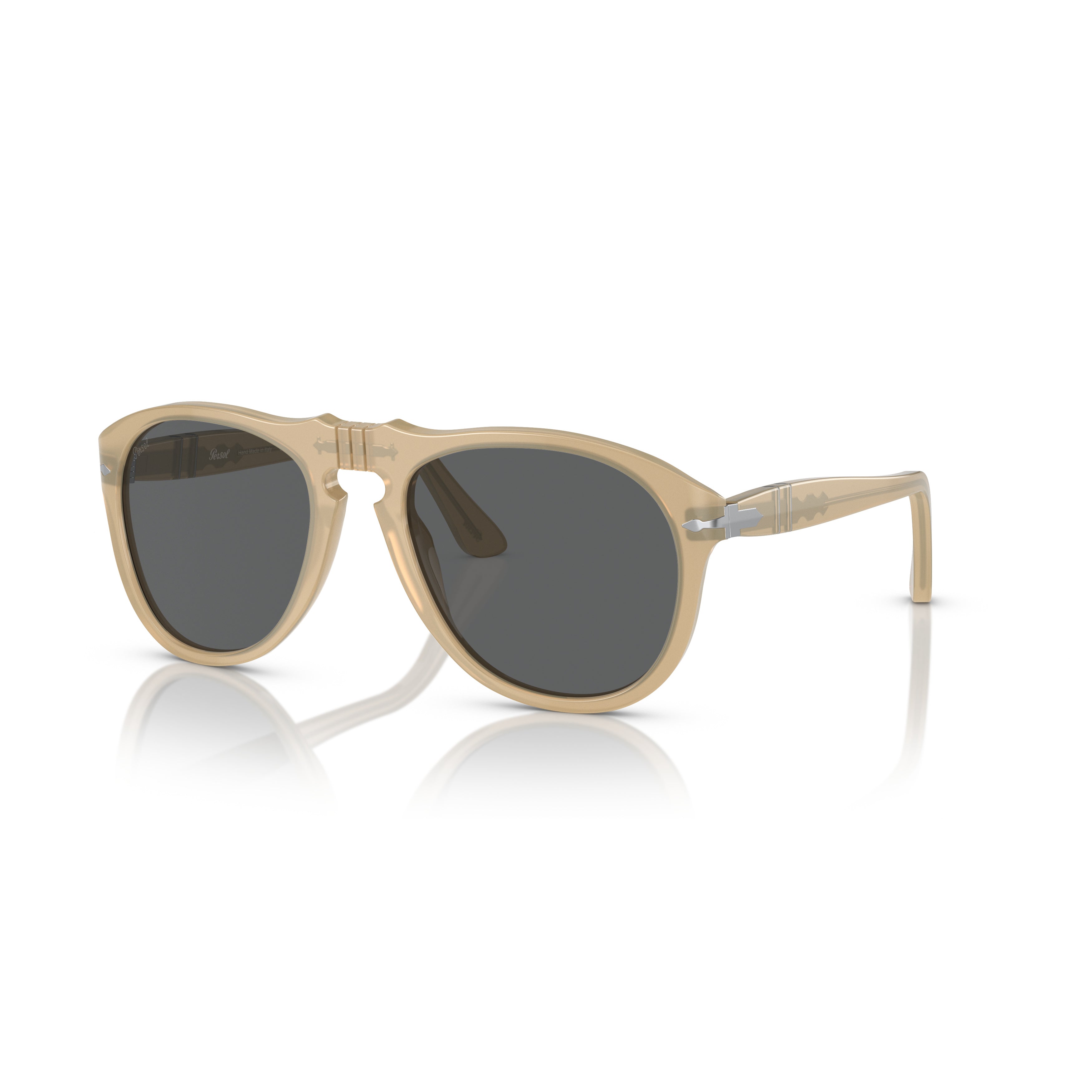 0po0649 Translucent Beige Aviator Sunglasses with Double Bridge