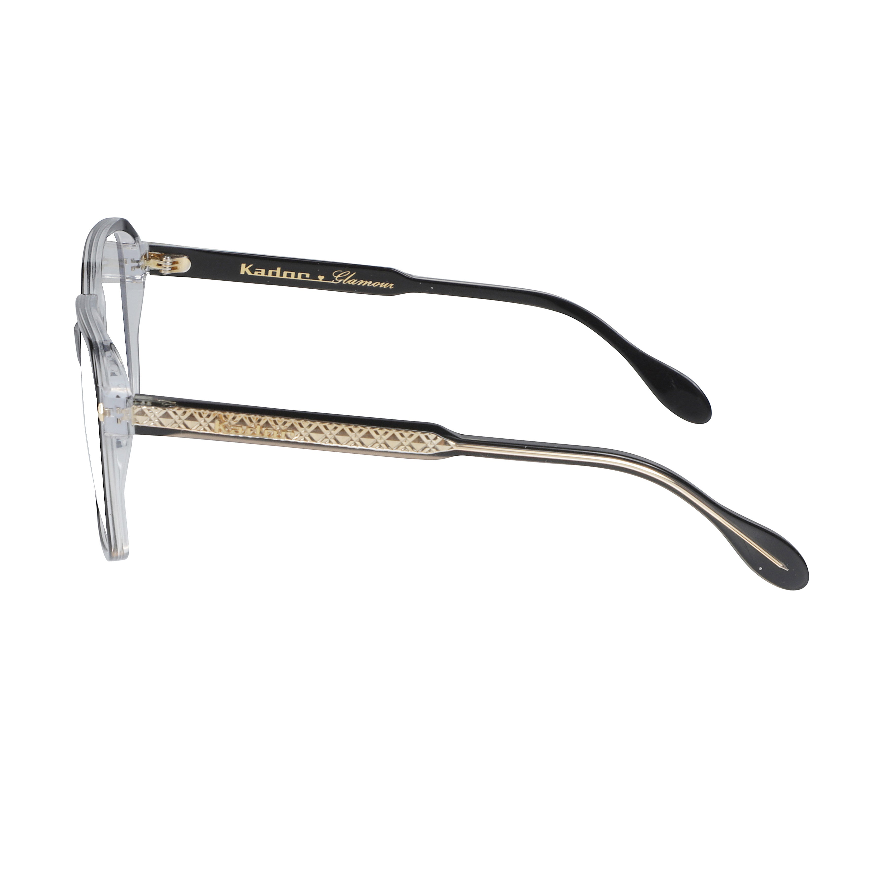 Lisa Glamour/N Oversized Square Frame Eyeglasses with Gold Detailing