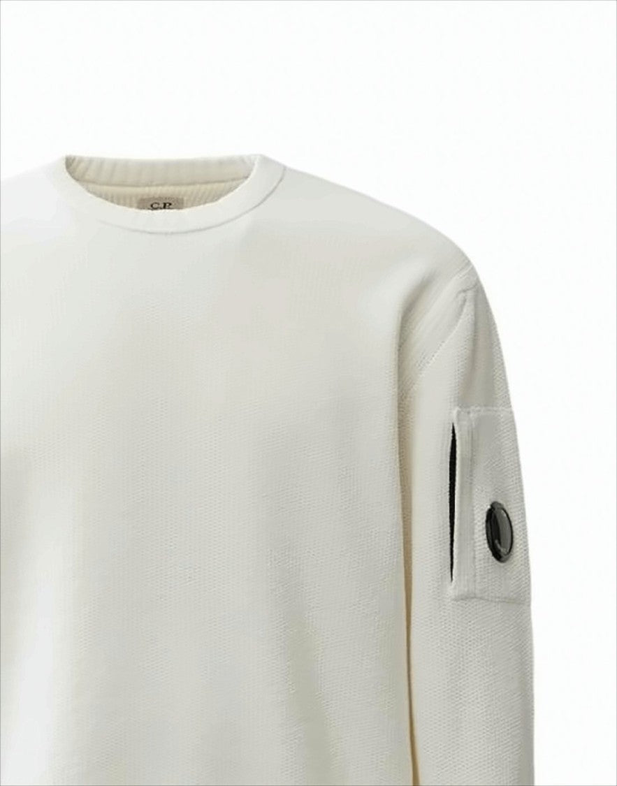 Minimalist Cotton Sweater With Distinctive Sleeve Pocket