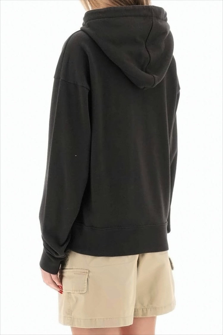 Relaxed Fit Black Hoodie with Drawstring