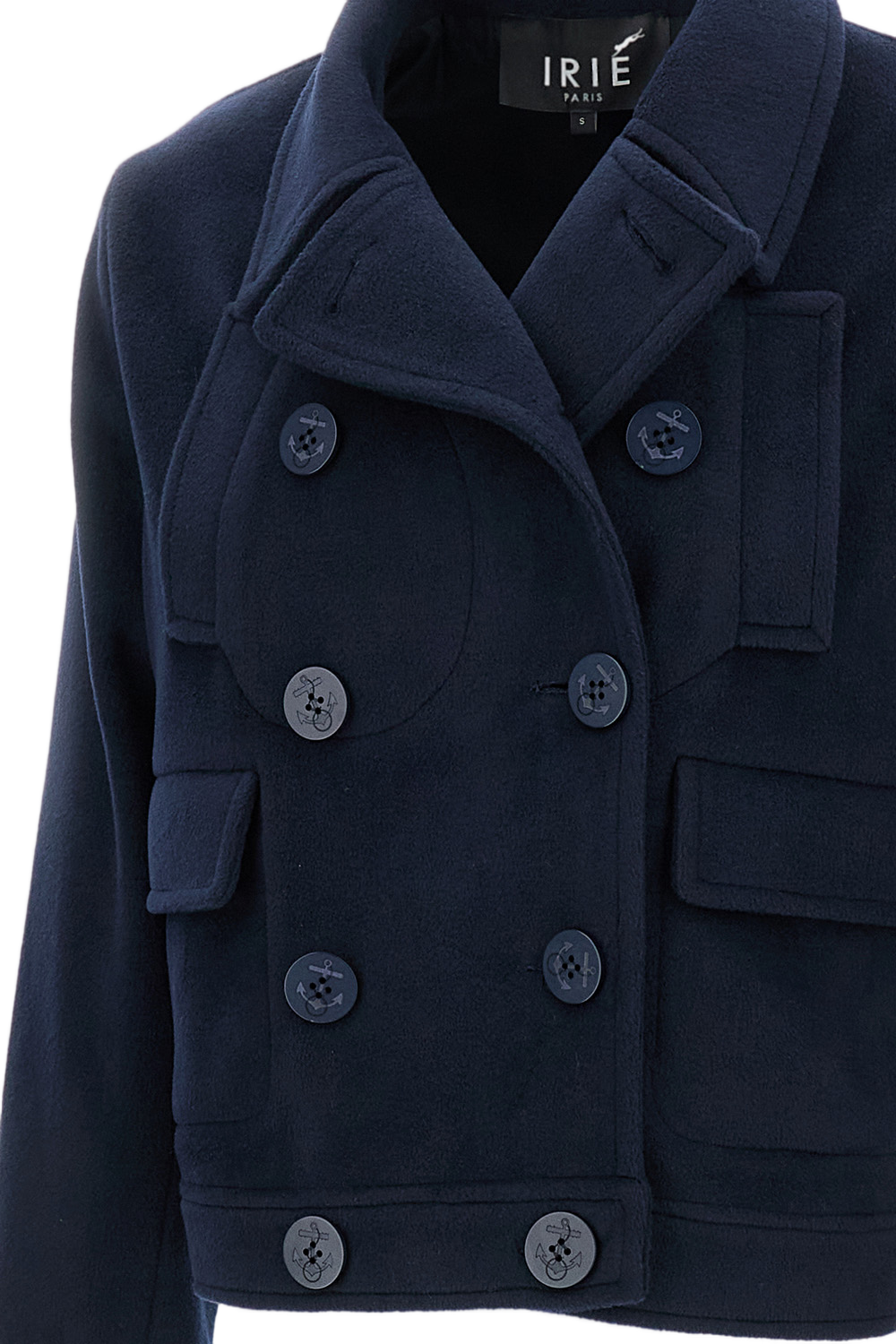 Structured Blue Jacket With Front Zipper Closure