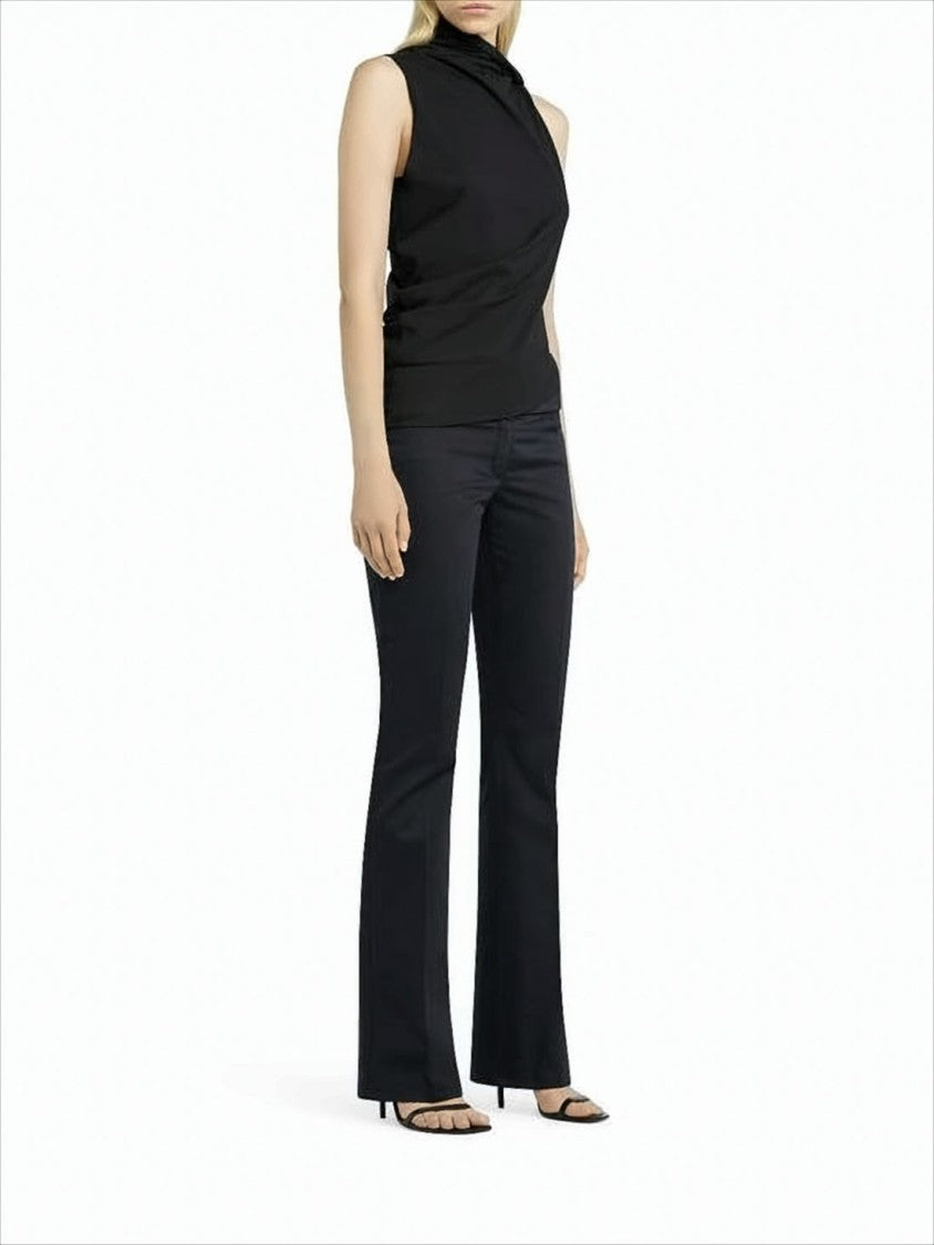 High Collar Black Sleeveless Top