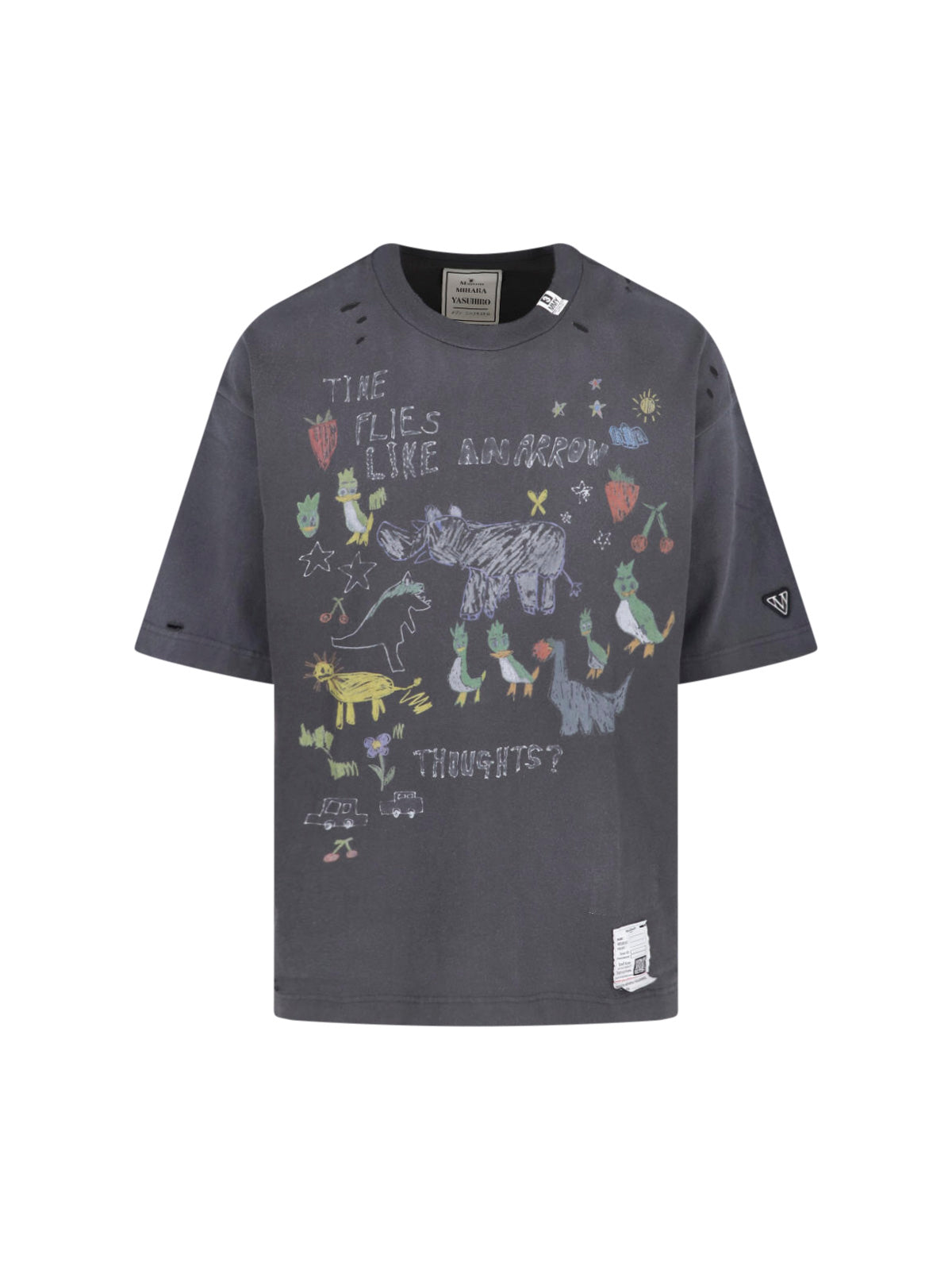 Distressed Kids Doodle T-Shirt With Multi-Color Prints