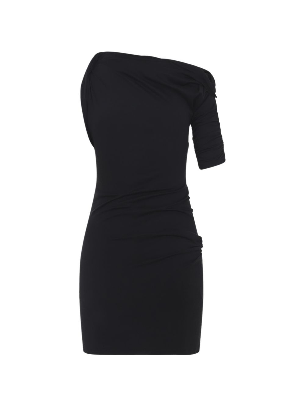 Asymmetrical One-Shoulder Bodycon Mini Dress With Ruched Sleeve
