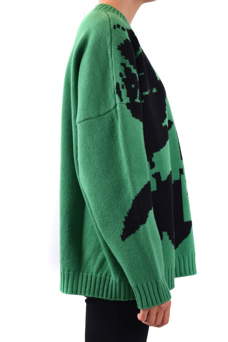 Oversized Wool Sweater With Graphic Design
