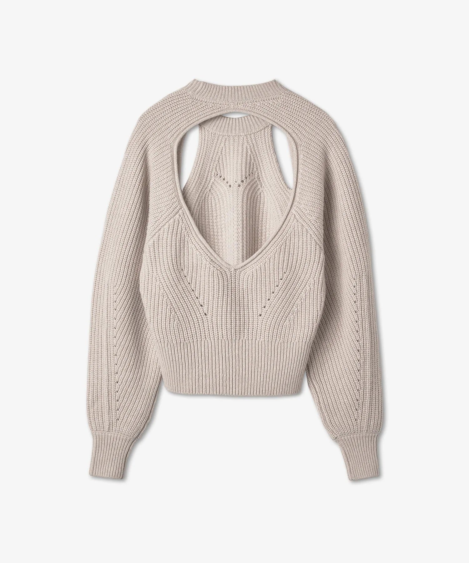 Cropped Knit Sweater with Unique Cut-Out Designs