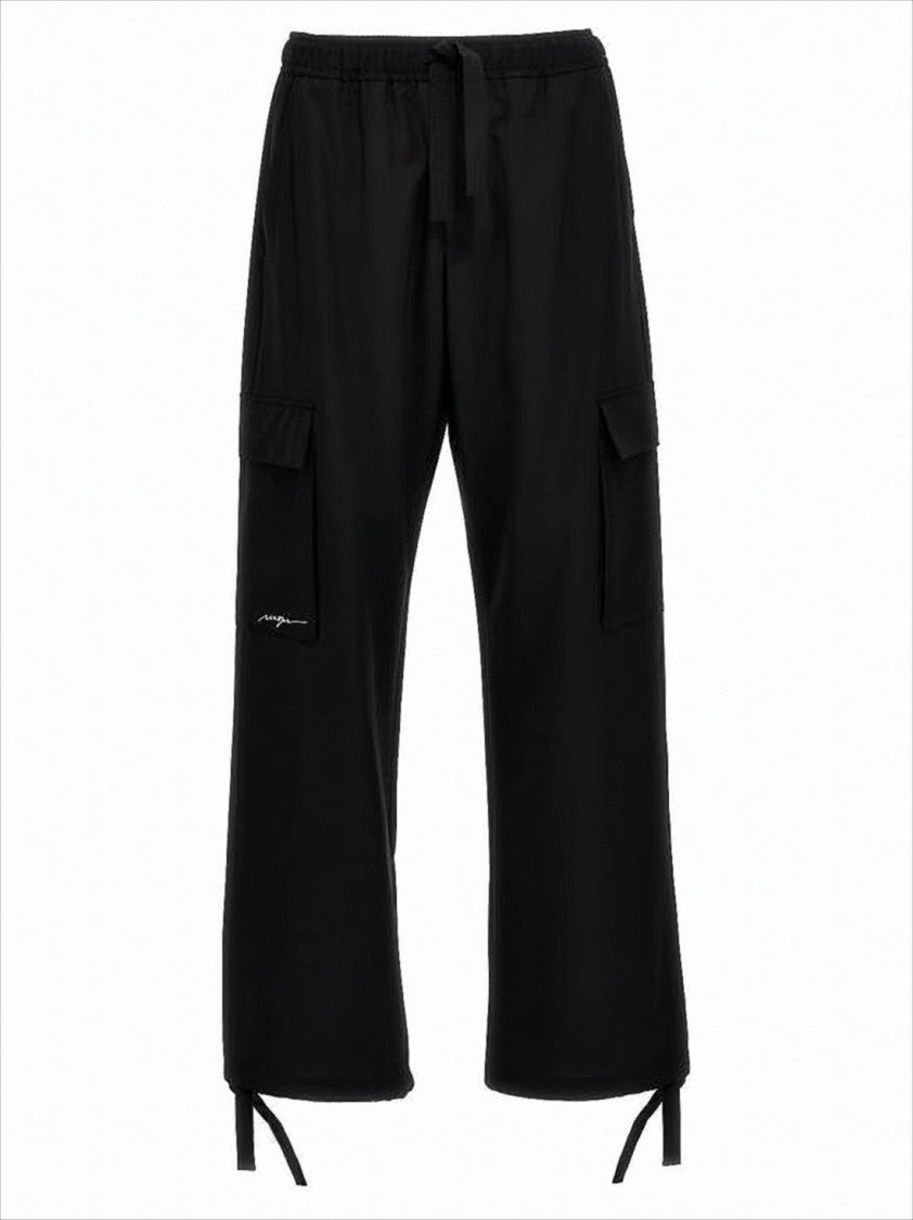 Relaxed Fit Straight Pants with Drawstring Waist