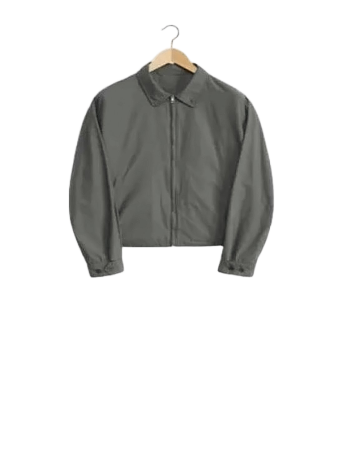 Cropped Bomber Jacket with Classic Collar